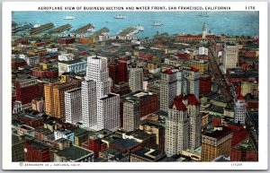 Aeroplane View Business Section Waterfront San Francisco California CA Postcard