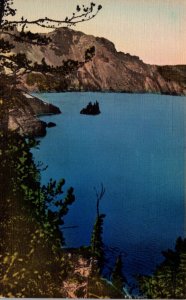 Oregon Crater Lake National Park Phantom Ship From From Rim Road Handcolored ...