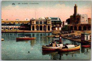 Alger L' Amiraute Ilot de la Marine Islet in Algeria Steamboats Antique Postcard