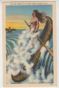 P2627 vintage postcard the legend of white canoe, niagara falls NY