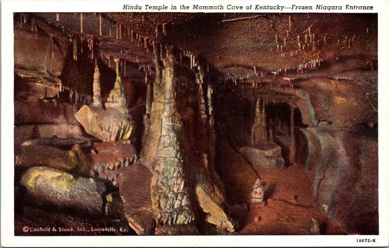Hindu Temple Landmark Mammoth Cave Frozen Niagara Entrance Kentucky WB Postcard 