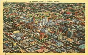 Airview Business Phoenix Arizona 1940s Postcard Arzona Teich Lollesgard 3776