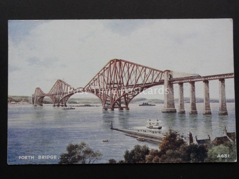 Scotland THE FORTH CANTILEVER RAILWAY BRIDGE & FERRY c1934 Postcard by Valentine 