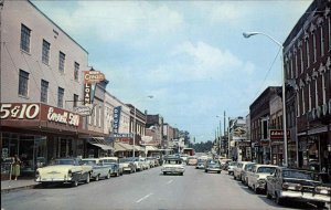 McMinnville Tennessee TN Classic Cars Street Scene c1960s Postcard