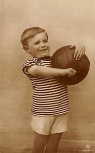 Boy with Ball British Toy Doll Writing on back real photo