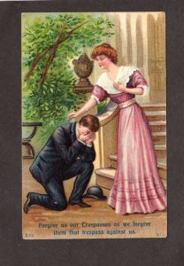 Lovers Forgive Our Crespasses That Trespass Against Us Embossed Vintage Postcard