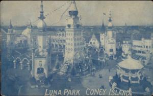 Coney Island NY Luna Amusement Park General View c1910 Postcard