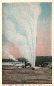 Vintage Postcard 1920's Beehive Geyser 200 Ft. Yellowstone National Park Wyoming