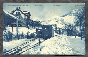 dc119 - SWITZERLAND Chaux en Hiver 1910s Train Station.