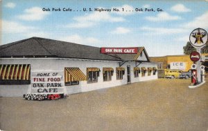 Oak Park Georgia Oak Park Cafe Texaco Gas Station Vintage Postcard AA45118