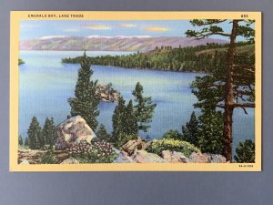 Emerald Bay Lake Tahoe CA Landscape Linen Postcard A1141091309