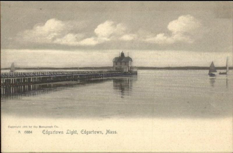 Edgartown Martha's Vineyard MA Lighthouse c1905 Postcard