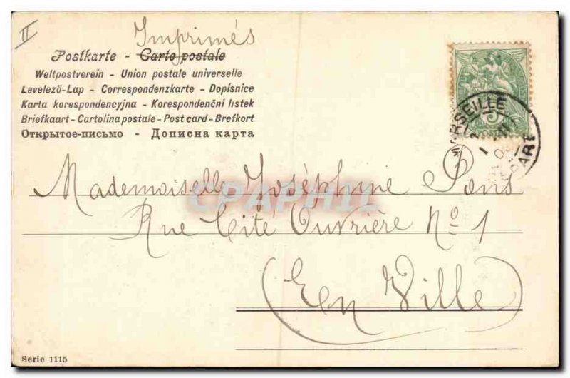 Postcard Old Horse Children Caleche