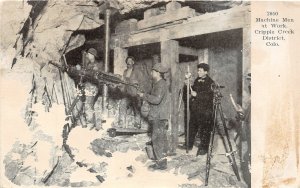 J22/ Cripple Creek Colorado Postcard c1910 Interior Mine Machine Men 146