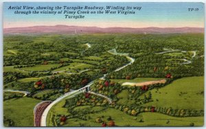 Aerial View, showing the Turnpike Roadway, on the West Virginia Turnpike - WV