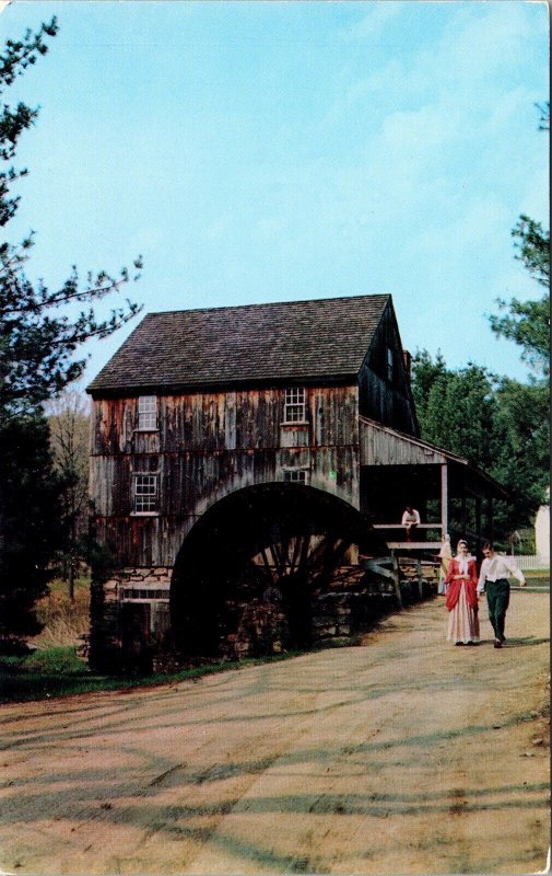 Wight Grist Mill Wheel Old Sturbridge Village Postcard VTG UNP Dexter Vintage 