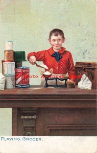 Tuck Little Men & Women Series, Playing Grocer, Boy Weighing Sugar