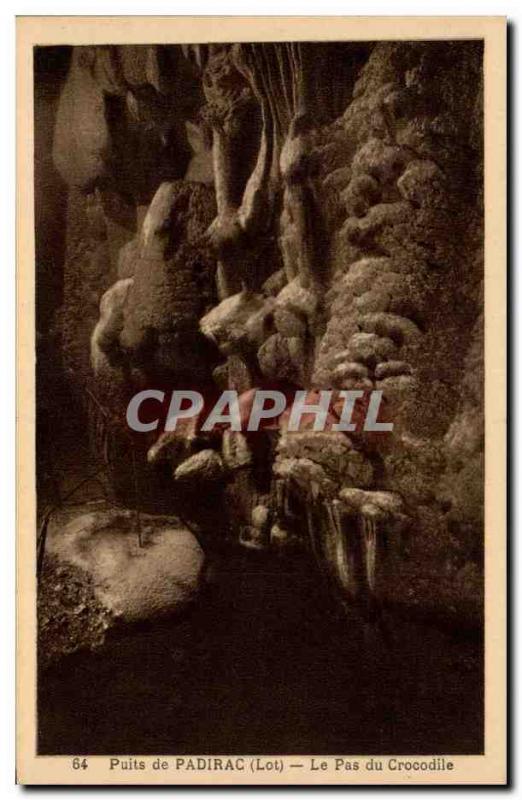 Old Postcard Well of Padirac Lake crocodile