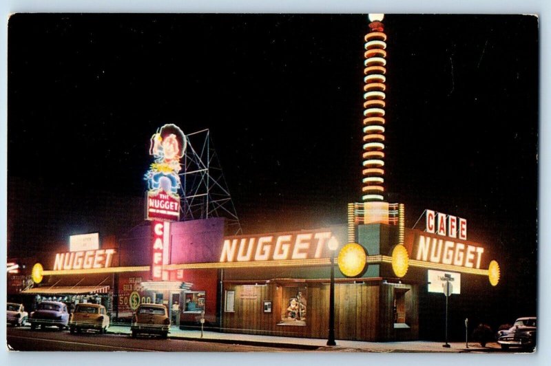 Carson City Nevada Postcard Nugget Night Exterior Building c1960 Vintage Antique