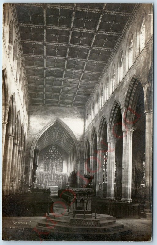 c1920s Boston, England RPPC St. Botolph's Church Cathedral Stump Real Photo A106