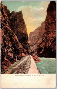 Royal Gorge Colorado D. & R. G. R. R. Cliff Rockies Mountain Postcard