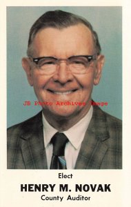 Politcal Advertising Postcard, Henry M Novak County Auditor, Macon County IL