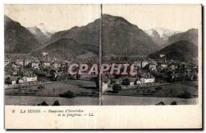 Stereoscopic Card - Switzerland - Panorama of Interlaken and Jungfrau - Old P...