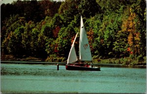 Vtg Sailboat on Raystown Lake Huntingdon County Pennsylvania PA Unused Postcard