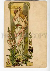 262052 ART NOUVEAU Nymph by Elisabeth SONREL Vintage PC