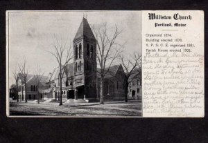 ME Williston Church Portland Maine UDB Postcard