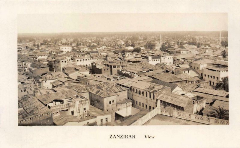 RPPC Bird's Eye View ZANZIBAR Tanzania Africa c1910s Vintage Postcard