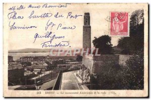 Brest - The American Monument and the harbor - Old Postcard