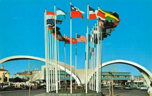 Avenue of Flags Immigration Station Nogales, Sonora, Mexico 60s Vintage Postcard