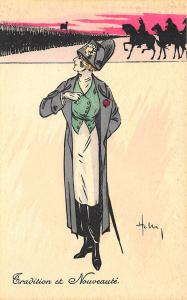 Napoleon Dressed Woman Signed Louis Icart Art Deco Postcard