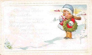 Merry Christmas Sma11 Girl Merry Christma Artist Charles Twelvetrees postcard