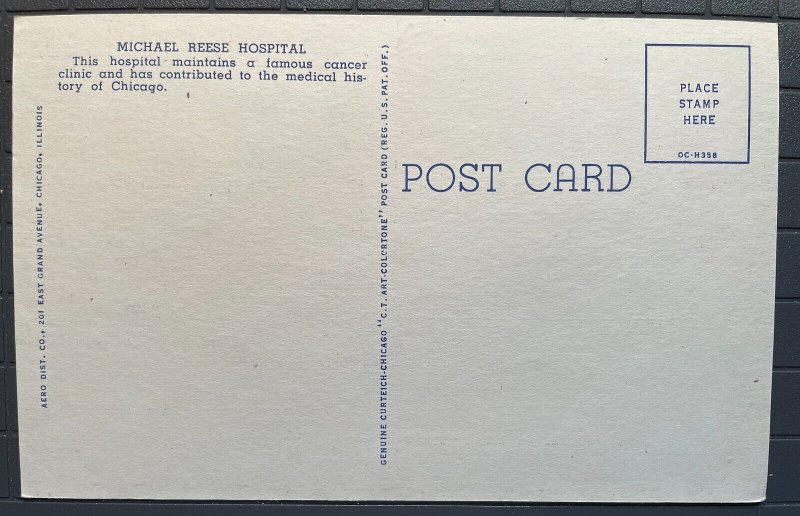 Vintage Postcard 1950 Michael Reese Hospital, Chicago Illinois (IL)