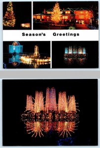 2 Postcards VICTORIA, B.C. Canada ~ Christmas Lights BUTCHART GARDENS 4x6