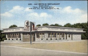 Birmingham AL Lou-Jac Drive-In Roadside Linen Postcard