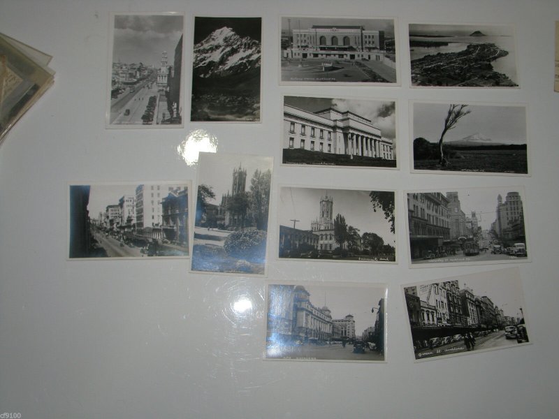 New Zealand Set of 12 RPPC 1930's Cars Trolleys Auckland Scenes Streets Tauranga