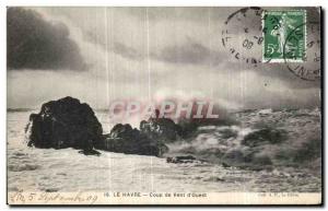 Old Postcard Le Havre Gust of Wind D West