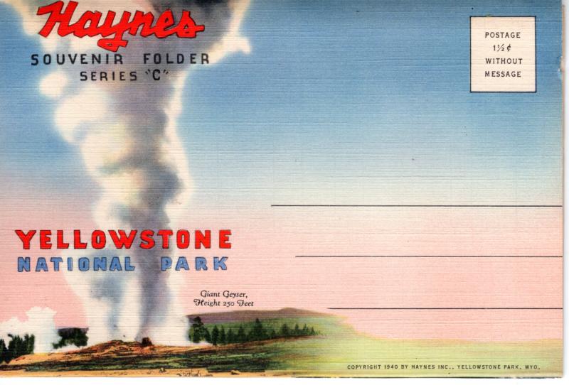 YELLOWSTONE NATIONAL PARK, SOUVENIR FOLDER, SERIES C, 1940.