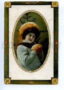 244281 CHRISTMAS Lady FASHION Fur Muff handwarmer PHOTO old