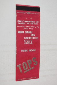 Tops Restaurant and Dining Room San Bernadino CA 20 Strike Matchbook Cover