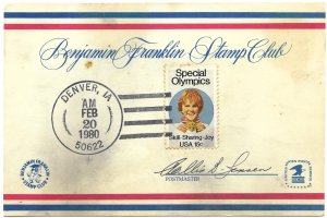 US Benjamin Franklin Stamp Club issue with #1788 - Special Olympics. Feb, 1980