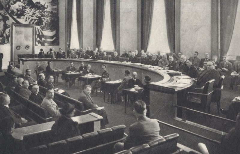 League Of Nations Council Chamber Switzerland Old Postcard