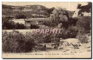 Old Postcard surroundings Moirans The Bridge Pile of La Riviere Ain