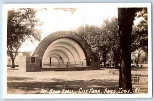 Ames Iowa IA Postcard RPPC Photo The Band Shell City Park c1940's Vintage