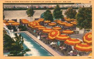 Vintage Postcard 1920's Outdoor Restaurant at Rockefeller Center Radio City NY