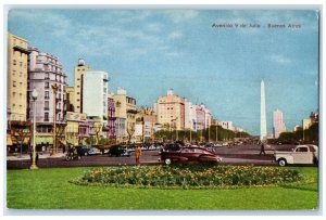 c1950's Avenida 9 De Julio Buenos Aires Argentina Vintage Posted Postcard