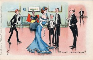 Misch & Stock The Ballroom Party Sweet Seventeen Antique Comic Postcard